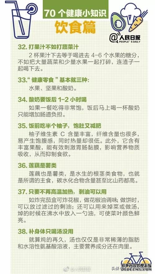人民日報發(fā)布：70個超實用健康小知識，值得收藏