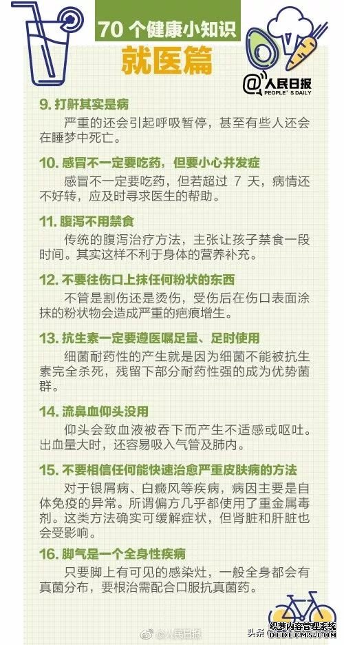 人民日報發(fā)布：70個超實用健康小知識，值得收藏