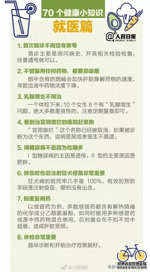 人民日報發(fā)布：70個超實用健康小知識，值得收藏